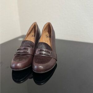 Sofft Brown Leather Flats Classic Penny Loafers